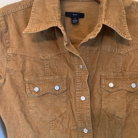 Corduroy Brown Button up by GAP. Stretchy soft fabric with opal buttons. - Picture 2 of 3